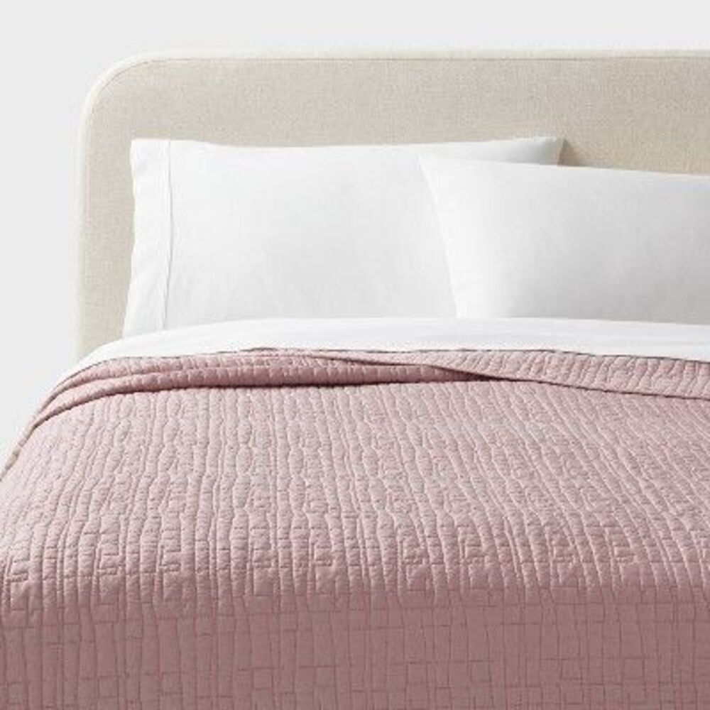 Threshold Quilted Coverlet in Neutral Pink